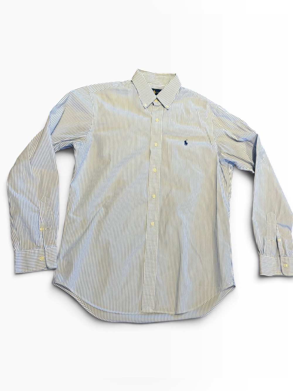 Ralph Lauren Polo men’s size medium blue, and white striped long sleeve shirt